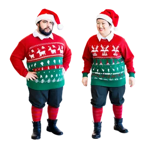 Ugly Christmas Sweater With Elves Png Oah PNG image