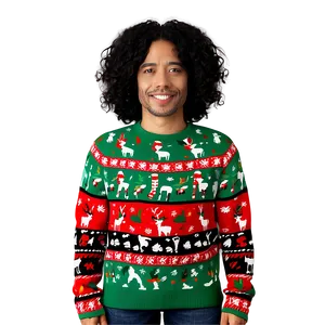 Ugly Christmas Sweater With Lights PNG 06122024