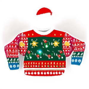 Ugly Christmas Sweater With Lights PNG Lrr81