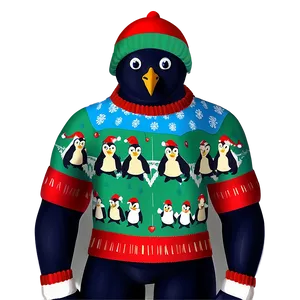 Ugly Christmas Sweater With Penguins Png Jpl73 PNG image