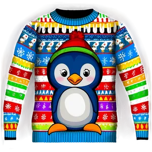 Ugly Christmas Sweater With Penguins PNG Xol