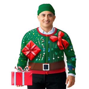 Ugly Christmas Sweater With Presents Png Nab PNG image