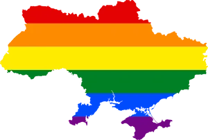 Ukraine Map L G B T Rainbow Colors PNG image