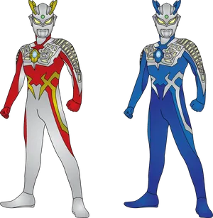 Ultraman Redand Blue Variants PNG