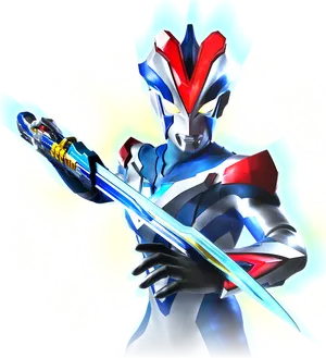 Ultraman With Weapon Pose PNG