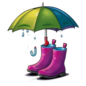 Umbrella And Rainboots PNG 05232024