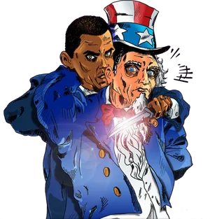 Uncle_ Sam_and_ Figure_ Anime_ Style PNG