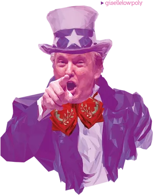 Uncle Sam Low Poly Artwork PNG image