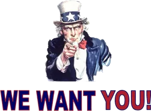 Uncle Sam We Want You Recruitment PNG image