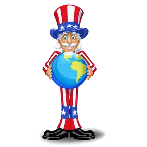 Uncle Sam With Globe PNG Coj