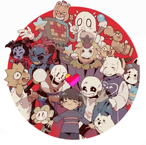 Undertale Characters Gathering PNG image