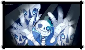 Undertale Sans Multiple Gaster Blaster Attack PNG image