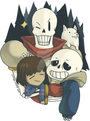 Undertale Sansand Friends Artwork PNG image