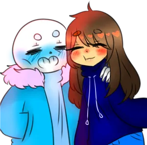 Undertale Sansand Frisk Affectionate Moment PNG image