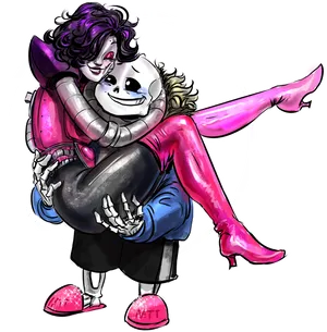 Undertale Sansand Mettaton Hug PNG image