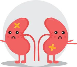 Unhappy Cartoon Kidneys PNG image