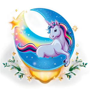 Unicorn And Moon PNG Dbf PNG