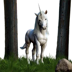 Unicorn In Forest PNG Fln38