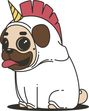 Unicorn Pug Cartoon PNG image
