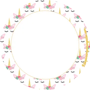 Unicorn Themed Circle Frame PNG image