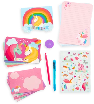 Unicorn Themed Stationery Collection PNG image