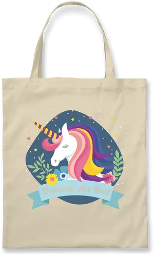 Unicorn Themed Tote Bag Design PNG image