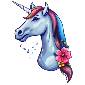 Unicorn With Flowers Png 10 PNG image
