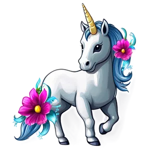 Unicorn With Flowers Png Ayt PNG image