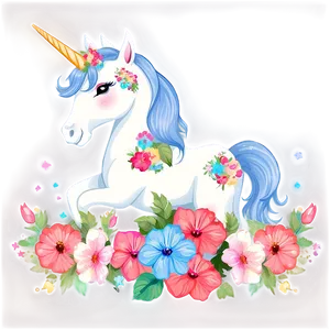 Unicorn With Flowers Png Lsv PNG image