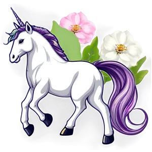 Unicorn With Flowers PNG Vrb42 PNG