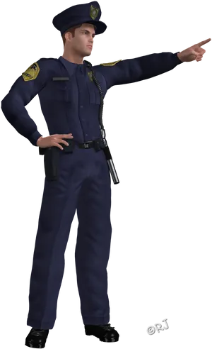 Uniformed Police Officer Pointing PNG image