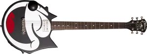 Unique Blackand White Electric Guitar PNG image