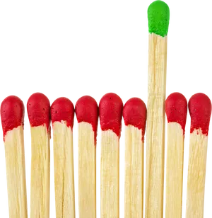 Unique Green Matchstick Among Reds.jpg PNG image