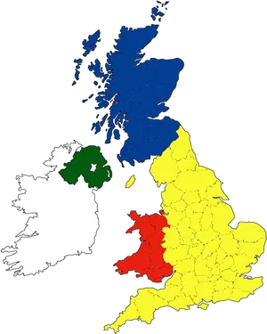 United Kingdomand Ireland Color Map PNG image