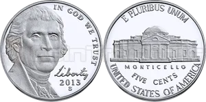 United States Nickel Coin2013 PNG image