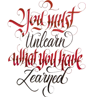 Unlearn Calligraphy Quote PNG image