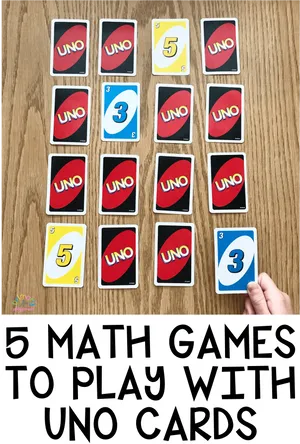 Uno Cards Math Games Educational Activity PNG image
