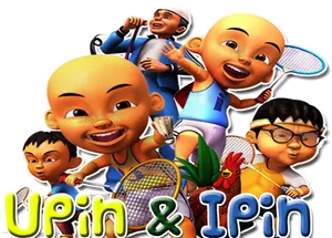 Upin Ipin Animated Characters Sports Theme PNG image