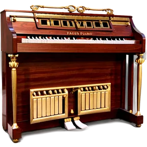 Upright Piano With Brass Pedals PNG 06272024
