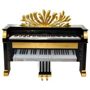 Upright Piano With Gold Trim PNG 06272024