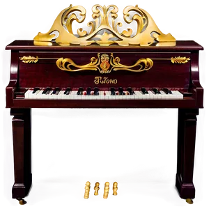 Upright Piano With Gold Trim PNG 48