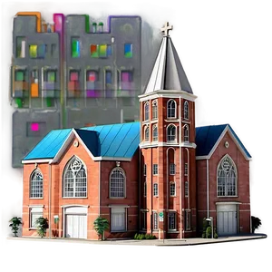 Urban City Church Scene Png 05212024 PNG image