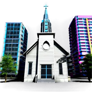 Urban City Church Scene Png 05212024 PNG image