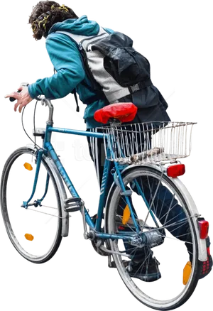 Urban Cyclistwith Backpackon Bike