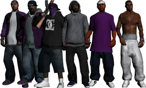 Urban_ Gang_ Members_ Render PNG image