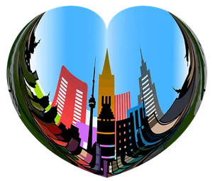 Urban Heart Skyline Illustration