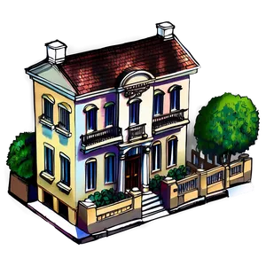 Urban Mansion Sketch PNG 88