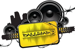 Urban Music Speakers Barbwire Graphic PNG