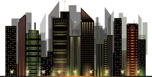 Urban Skyline Night Illustration PNG
