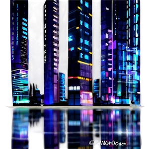 Urban Techno Nightscape Png 64 PNG image